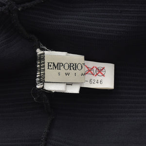 EMPORIO ARMANI エンポリオ アルマーニ リブニットトップス プリーツスカート セットアップ D-TK-6246 ネイビー ホワイト Mサイズ イーグルロゴパッチ 美品 中古 4a005688
