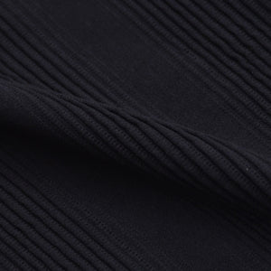 EMPORIO ARMANI エンポリオ アルマーニ リブニットトップス プリーツスカート セットアップ D-TK-6246 ネイビー ホワイト Mサイズ イーグルロゴパッチ 美品 中古 4a005688