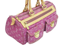画像をギャラリービューアに読み込む, LOUIS VUITTON ルイヴィトン ハンドバッグ M95214 デニム ネオスピーディ パープル ブラウン ゴールド金具 美品 中古 56884