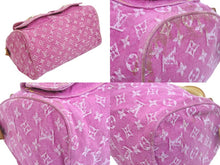 画像をギャラリービューアに読み込む, LOUIS VUITTON ルイヴィトン ハンドバッグ M95214 デニム ネオスピーディ パープル ブラウン ゴールド金具 美品 中古 56884
