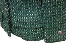 画像をギャラリービューアに読み込む, CHANEL シャネル ジャケット ツイードジャケット マーチンゲール ベルト グリーン サイズ38 06C P27772V16008 美品 中古 56992