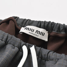将图片加载到图库查看器，新品同様 MIU MIU ミュウミュウ ドローストリング プリンスオブウェールズ チェック ミニスカート MG2527 グレンチェック柄 グレー ブラウン 38サイズ シルバー金具 中古 4a005701