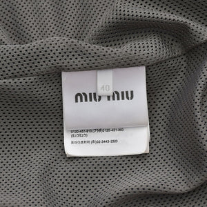 極美品 MIU MIU ミュウミュウ テクニカルシルク ジップブルゾンジャケット ML1220 ウインドブレーカー ネイビー グレー バイカラー 40サイズ シルバー金具 中古 4a005703