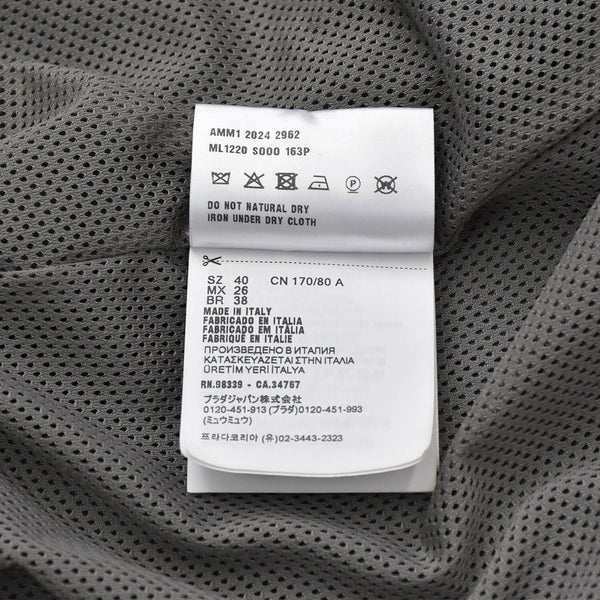 極美品 MIU MIU ミュウミュウ テクニカルシルク ジップブルゾンジャケット ML1220 ウインドブレーカー ネイビー グレー バイカラー 40サイズ シルバー金具 中古 4a005703