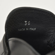 将图片加载到图库查看器，PRADA プラダ ブラッシュドレザー トライアングルロゴ ミュール 1D652M スリッポンシューズ サンダル ブラック 36サイズ シルバー金具 美品 中古 4a005705