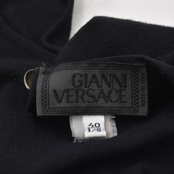 GIANNI VERSACE ジャンニ ヴェルサーチ ニットタンクトップ ノースリーブ サイズ40 ブラック レーヨン ナイロン 美品 中古 4a005708