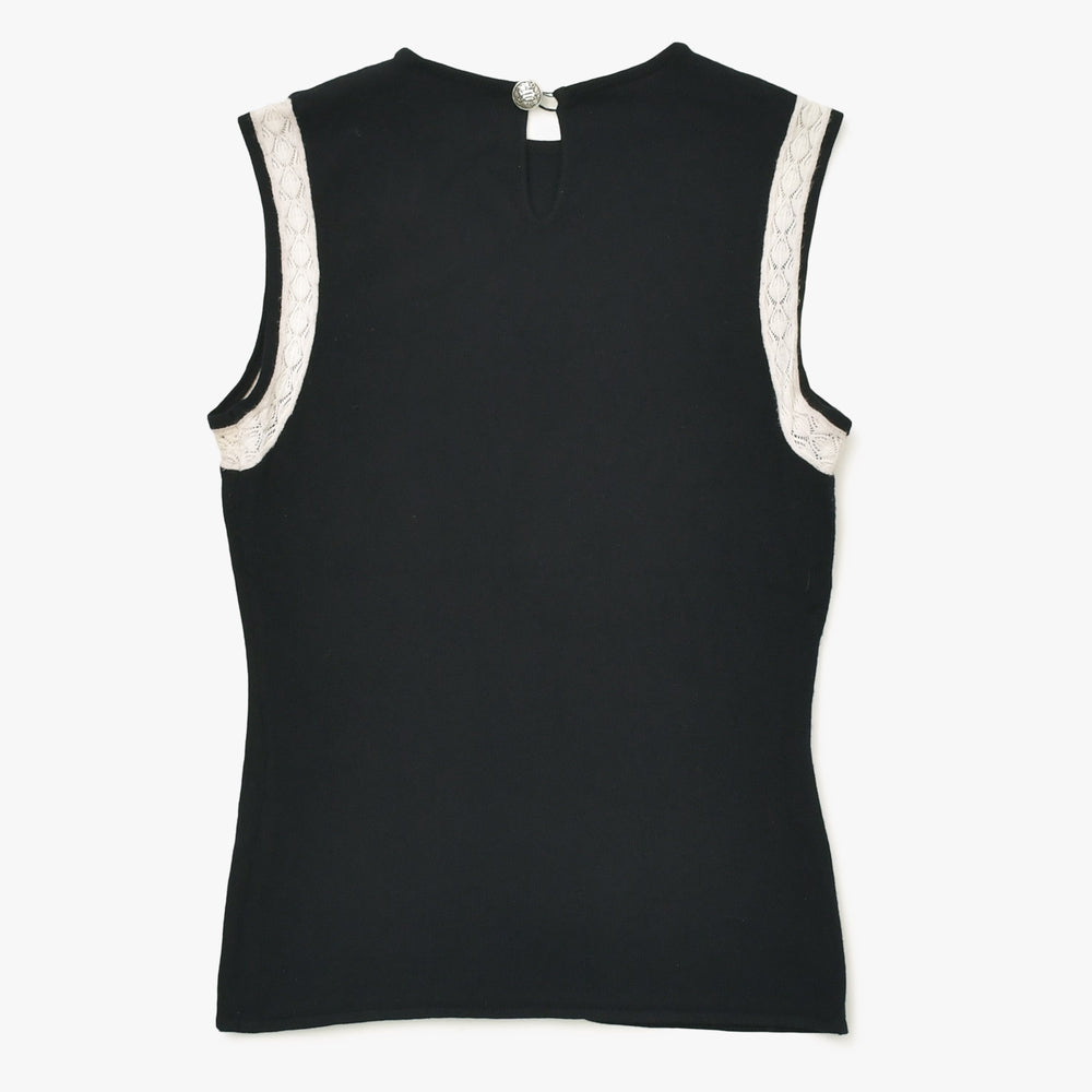 GIANNI VERSACE Gianni Versace Knit Tank Top Sleeveless Size 40 Black Rayon Nylon Good Condition Used 4a005708
