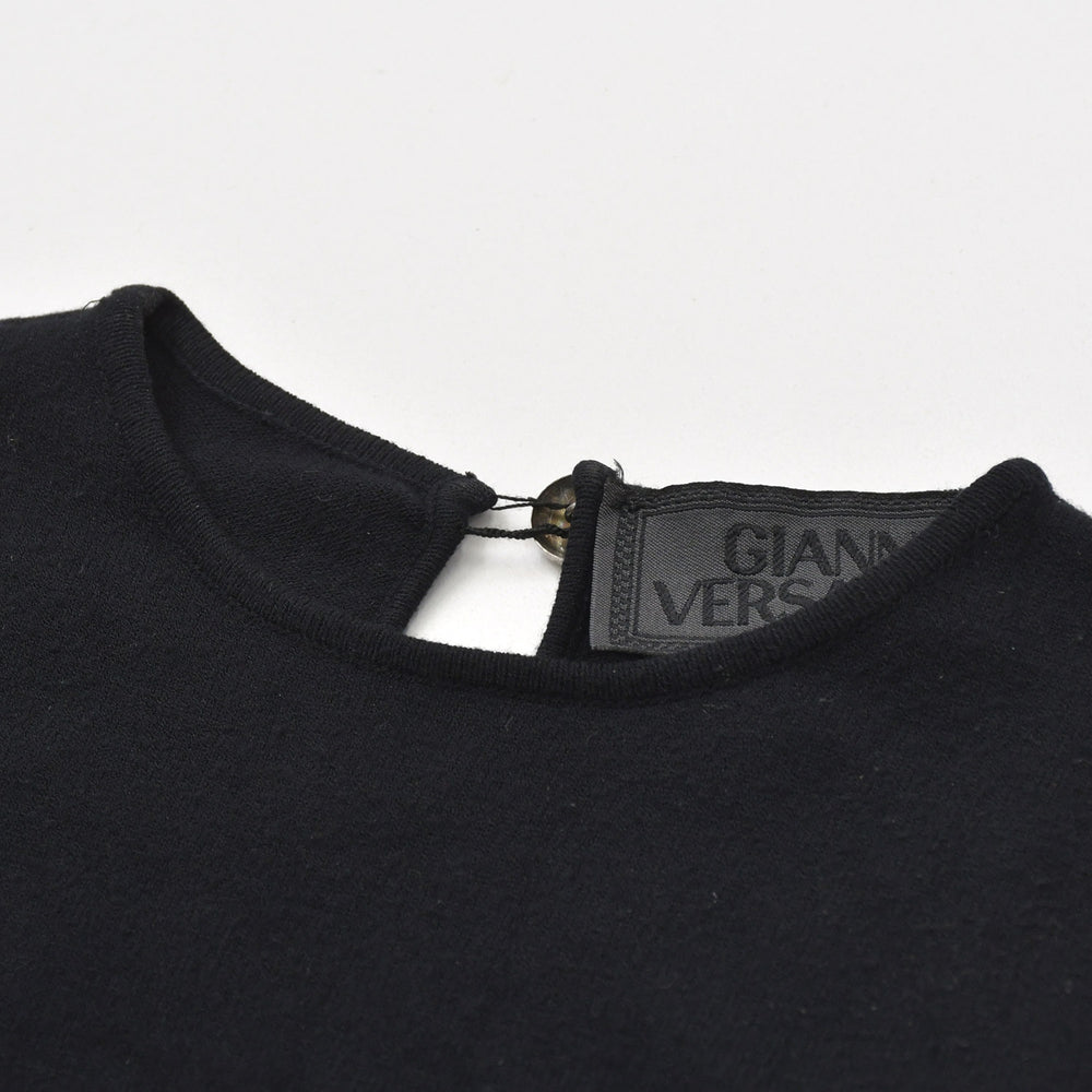 GIANNI VERSACE ジャンニ ヴェルサーチ ニットタンクトップ ノースリーブ サイズ40 ブラック レーヨン ナイロン 美品 中古 4a005708