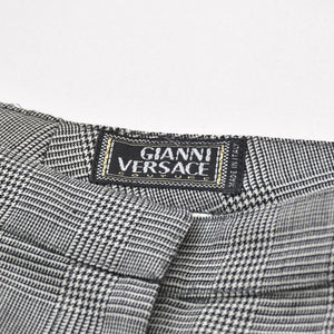 GIANNI VERSACE ジャンニ ヴェルサーチ クロップド ウールパンツ スラックス サイズ38 チェック グレー 美品 中古 4a005710
