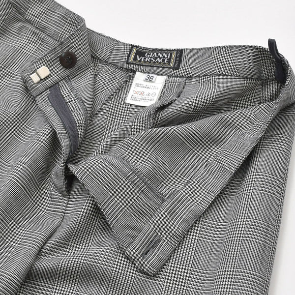 GIANNI VERSACE ジャンニ ヴェルサーチ クロップド ウールパンツ スラックス サイズ38 チェック グレー 美品 中古 4a005710