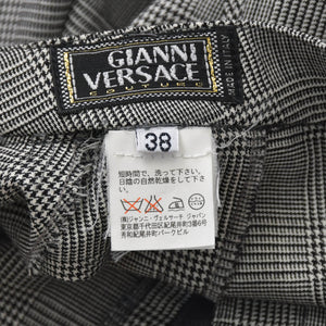 GIANNI VERSACE ジャンニ ヴェルサーチ クロップド ウールパンツ スラックス サイズ38 チェック グレー 美品 中古 4a005710
