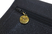 画像をギャラリービューアに読み込む, CHANEL シャネル ココマーク チェーンウォレット 4番台 長財布 キャビアスキン ブラック ゴールド金具 美品 中古 57114