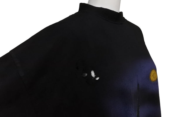 新品同様 BALENCIAGA バレンシアガ PARIS MOON 半袖Ｔシャツ サイズ1 クラッシュ加工 739028TOVE41055 ブラック 中古 57141