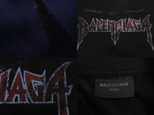 新品同様 BALENCIAGA バレンシアガ PARIS MOON 半袖Ｔシャツ サイズ1 クラッシュ加工 739028TOVE41055 ブラック 中古 57141