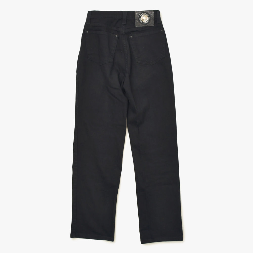 VERSACE COLLECTION ヴェルサーチ コレクション メデューサ スリム パンツ デニム コットン ブラック シルバー金具 美品 中古 4a005716