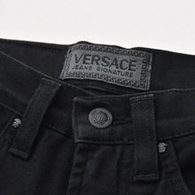 将图片加载到图库查看器，VERSACE COLLECTION ヴェルサーチ コレクション メデューサ スリム パンツ デニム コットン ブラック シルバー金具 美品 中古 4a005716