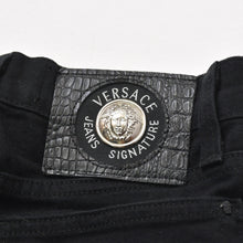 将图片加载到图库查看器，VERSACE COLLECTION ヴェルサーチ コレクション メデューサ スリム パンツ デニム コットン ブラック シルバー金具 美品 中古 4a005716