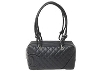 画像をギャラリービューアに読み込む, CHANEL シャネル ハンドバッグ カンボンライン ミニボーリングバック 10番台 A25171 ブラック シルバー金具 中古 美品 57161