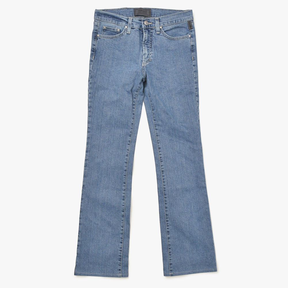 VERSACE COLLECTION ヴェルサーチ コレクション メデューサ パンツ デニム コットン インディゴ シルバー金具 美品 中古 4a005717