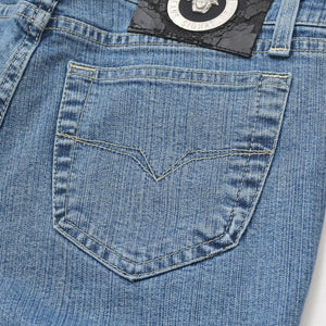 VERSACE COLLECTION ヴェルサーチ コレクション メデューサ パンツ デニム コットン インディゴ シルバー金具 美品 中古 4a005717