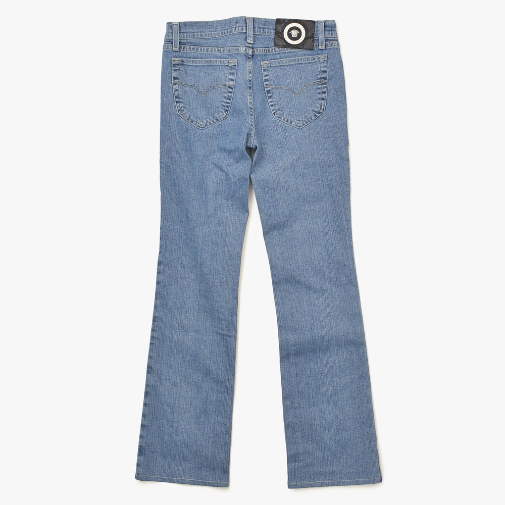 VERSACE COLLECTION ヴェルサーチ コレクション メデューサ パンツ デニム コットン インディゴ シルバー金具 美品 中古 4a005717