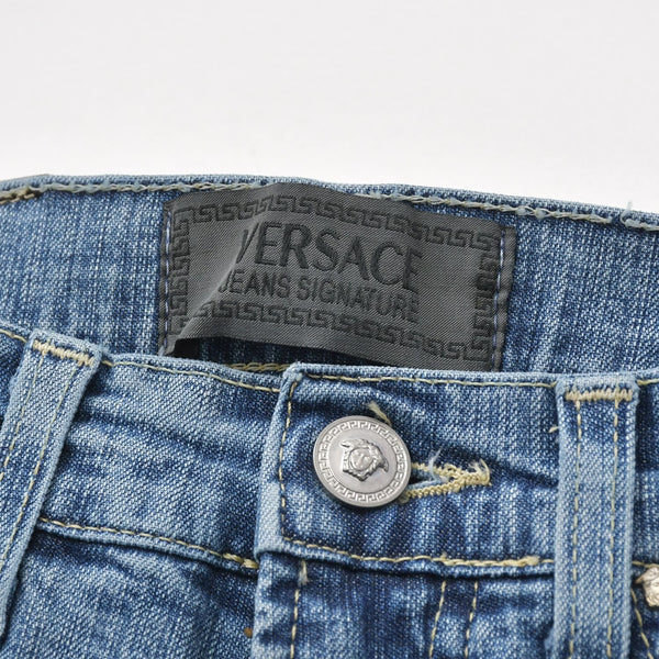 VERSACE COLLECTION ヴェルサーチ コレクション メデューサ パンツ デニム コットン インディゴ シルバー金具 美品 中古 4a005717