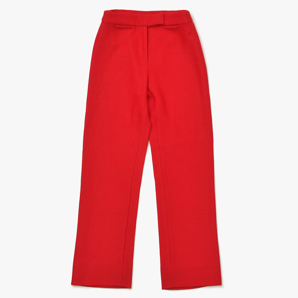極美品 VERSACE COLLECTION ヴェルサーチ メデューサ パンツ コットン サイズ38 レッド シルバー金具 中古 4a005718