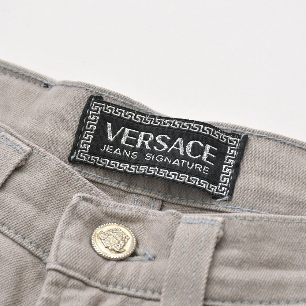 VERSACE COLLECTION ヴェルサーチ コレクション メデューサ スリム パンツ デニム コットン インディゴ シルバー金具 美品 中古 4a005719