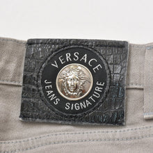 将图片加载到图库查看器，VERSACE COLLECTION ヴェルサーチ コレクション メデューサ スリム パンツ デニム コットン インディゴ シルバー金具 美品 中古 4a005719