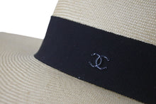 Load image into Gallery viewer, 新品同様品 CHANEL シャネル ココマーク ストローハット ベージュ ブラック サイズM 中古 57216