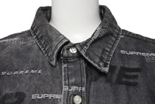 画像をギャラリービューアに読み込む, シュプリーム SUPREME DIMESIONS LOGO DENIM SHIRT ディメンションロゴ デニムシャツ 2019AW 総柄 M 美品 中古 57283