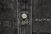 画像をギャラリービューアに読み込む, シュプリーム SUPREME DIMESIONS LOGO DENIM SHIRT ディメンションロゴ デニムシャツ 2019AW 総柄 M 美品 中古 57283