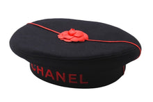 画像をギャラリービューアに読み込む, CHANEL シャネル 激レア ベレー帽 花リボン付き ヴィンテージ サイズ57 ブラック 8512003327084 美品 中古 57314