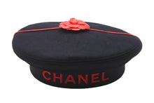 画像をギャラリービューアに読み込む, CHANEL シャネル 激レア ベレー帽 花リボン付き ヴィンテージ サイズ57 ブラック 8512003327084 美品 中古 57314