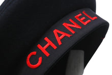 画像をギャラリービューアに読み込む, CHANEL シャネル 激レア ベレー帽 花リボン付き ヴィンテージ サイズ57 ブラック 8512003327084 美品 中古 57314