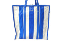 画像をギャラリービューアに読み込む, BALENCIAGA バレンシアガ バザールショッパーM レザー トートバッグ ブルー ホワイト 443097 鞄 ロゴ 良品 中古 57393