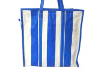 画像をギャラリービューアに読み込む, BALENCIAGA バレンシアガ バザールショッパーM レザー トートバッグ ブルー ホワイト 443097 鞄 ロゴ 良品 中古 57393