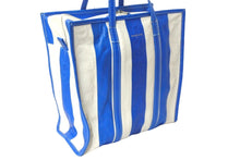 画像をギャラリービューアに読み込む, BALENCIAGA バレンシアガ バザールショッパーM レザー トートバッグ ブルー ホワイト 443097 鞄 ロゴ 良品 中古 57393