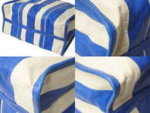 画像をギャラリービューアに読み込む, BALENCIAGA バレンシアガ バザールショッパーM レザー トートバッグ ブルー ホワイト 443097 鞄 ロゴ 良品 中古 57393