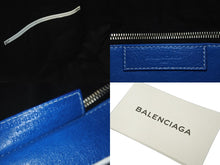 画像をギャラリービューアに読み込む, BALENCIAGA バレンシアガ バザールショッパーM レザー トートバッグ ブルー ホワイト 443097 鞄 ロゴ 良品 中古 57393