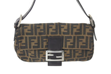 Load image into Gallery viewer, FENDI フェンディ ズッカ柄 マンマバケット ワンショルダーバッグ ブラウン コットンキャンバス レザー 美品 中古 57474