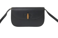 画像をギャラリービューアに読み込む, GUCCI グッチ オールドグッチ バンブー ショルダーバッグ ブラック レザー 鞄 斜め掛け 美品 中古 57820