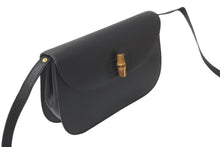 画像をギャラリービューアに読み込む, GUCCI グッチ オールドグッチ バンブー ショルダーバッグ ブラック レザー 鞄 斜め掛け 美品 中古 57820