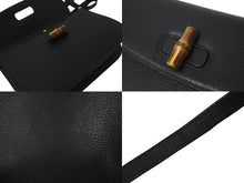 画像をギャラリービューアに読み込む, GUCCI グッチ オールドグッチ バンブー ショルダーバッグ ブラック レザー 鞄 斜め掛け 美品 中古 57820