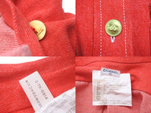 画像をギャラリービューアに読み込む, 極美品 CHANEL シャネル ヴィンテージ ココマーク デニムジャケット P03250V03294 コットン レッド ゴールド サイズ38 中古 57843