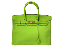 Load image into Gallery viewer, HERMES エルメス BIRKIN バーキン35 アップルグリーン ゴールド金具 トゴ ハンドバッグ □G刻印 中古 57862