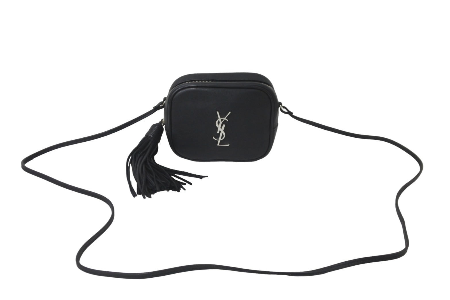 YVES SAINT LAURENT イヴサンローラン ショルダーバッグ タッセル 425317 ブラック シルバー レザー 美品 中古 57871  – Casanova Vintage