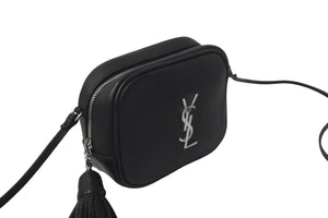 YVES SAINT LAURENT イヴサンローラン ショルダーバッグ タッセル 425317 ブラック シルバー レザー 美品 中古 57871