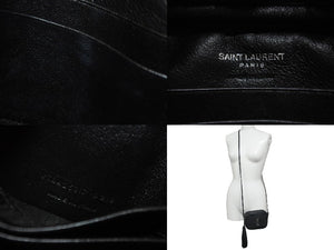 YVES SAINT LAURENT イヴサンローラン ショルダーバッグ タッセル 425317 ブラック シルバー レザー 美品 中古 57871