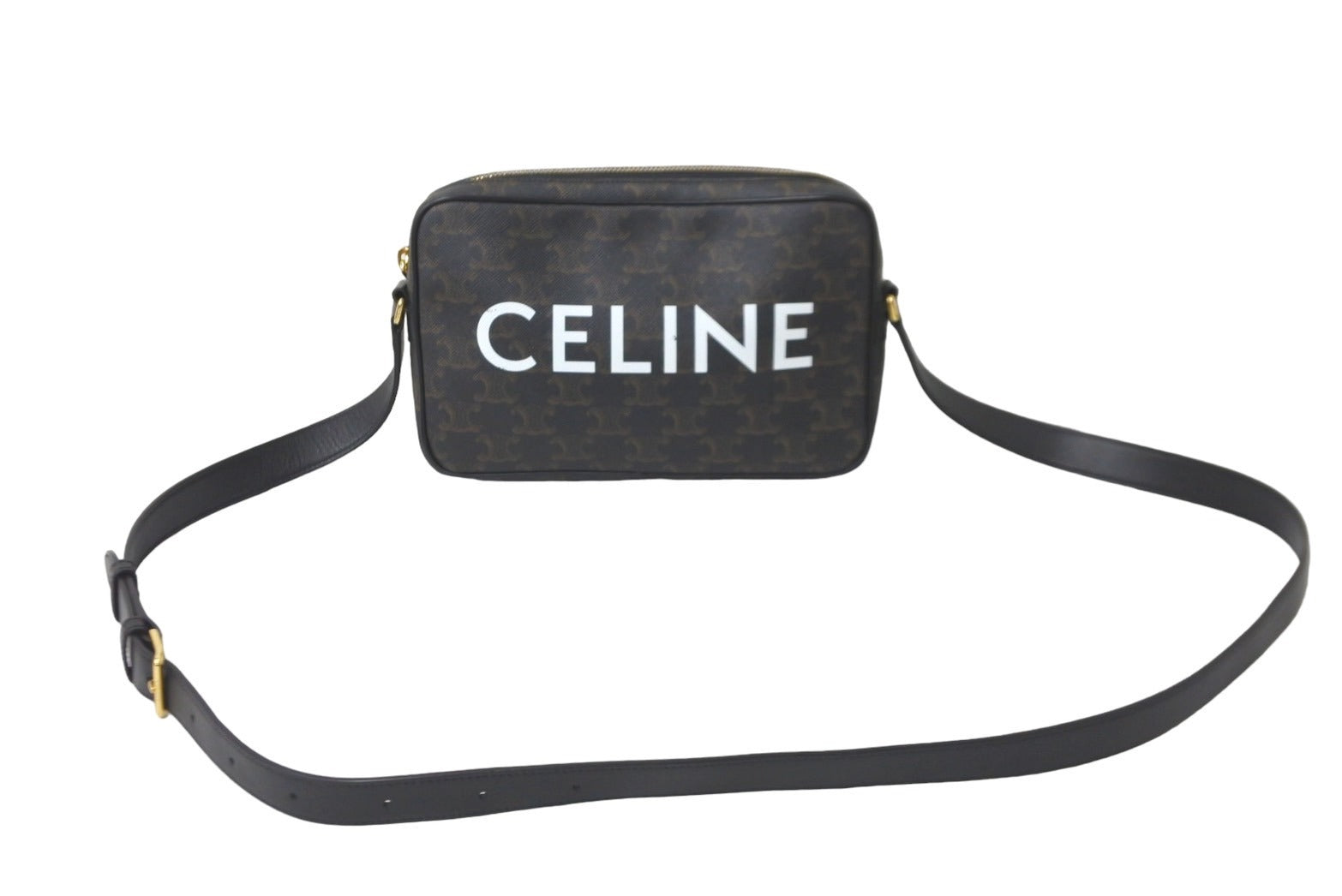 CELINE セリーヌ ショルダーバッグ ミディアム メッセンジャーバッグ ブラウン トリオンフキャンバス 194502CIM 美品 中古 57875  – Casanova Vintage